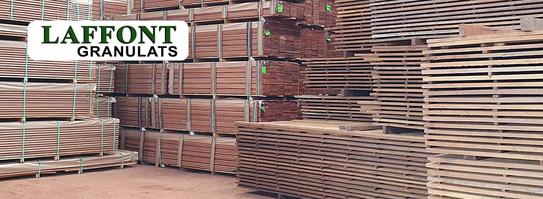 Stock de bois exotique ipé, massaranduba et cumaru au dépôt Laffont Granulats 47310 Brax